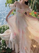 绮丽之梦泡泡短袖碎花连衣裙，春装小众搭配设计气质感长裙
