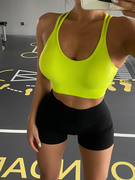 欧美瑜伽文胸荧光色，针织美背跑步健身背心，训练运动内衣外穿