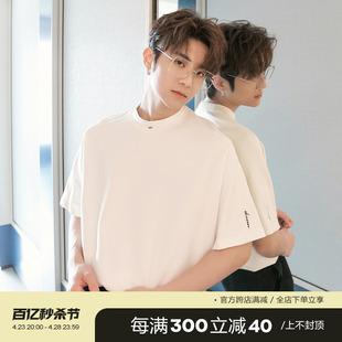 chicerro西西里男装夏季韩版设计感高级感男士，短袖白色t恤潮