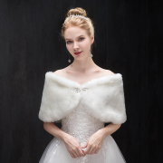2019新娘婚纱礼服毛披肩冬季结婚旗袍伴娘外套白加厚双面保暖