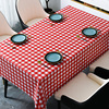 茶几新年桌布防水防油免洗餐桌垫pvc长方形，红色格子台布2024