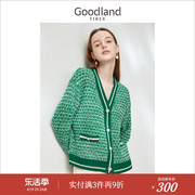 Goodland美地女装春季通勤圈圈纱毛衫外套羊毛混纺针织衫