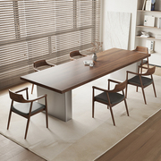 实木长桌创意大板会议桌胡桃木色办公工作台简约去客厅化桌子茶桌