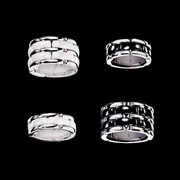纪宇时尚黑白陶瓷情侣戒指 奢华范单排双排钛钢对戒指环 首饰礼物