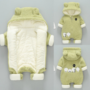 婴儿连体衣秋冬熊猫宝宝，棉服套装新生儿加绒加厚外出抱衣冬装