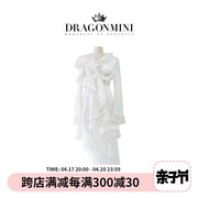 Dragonmini秀场款女白色蕾丝外套高端轻奢高级礼服套装原创设计