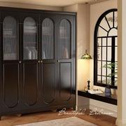 复古法式衣柜实木现代简约双门储物柜美式黑色四门大衣橱卧室家用