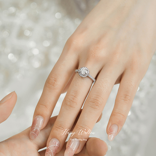 莫桑石钻戒(石钻戒)一克拉钻石，纯银简约铂金，情侣仿真订婚求婚结婚戒指