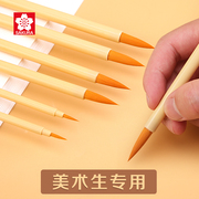 日本樱花水彩画笔细节勾线笔圆头专业毛笔水粉笔，套装美术生专用面相，笔画笔颜料学生上色中国画勾勒描边工笔画