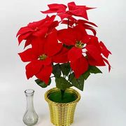 仿真花卉绢花假花圣诞，花庆典一品红，一片红盆栽工程用花