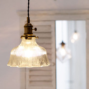 日式吊灯玻璃黄铜咖啡店灯具，北欧简约现代餐厅厨房床头灯个性民宿