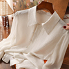 秋季2023真丝冠乐皱长袖衬衫，女文艺时尚，设计感气质桑蚕丝上衣