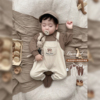 2024春秋婴儿韩系假两件背带连体衣可爱刺绣，小熊长袖卫衣爬服