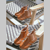 史豌豆(史豌豆)童装女童靴子，2023童鞋儿童马丁短靴女宝宝时髦棕色皮靴