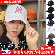 韩国mlb帽子ny洋基队la遮阳棒球帽男女可调节硬顶鸭舌帽卡其