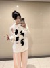 日系甜妹卡通兔子白色水貂绒毛衣女2023秋季设计感慵懒宽松针织衫