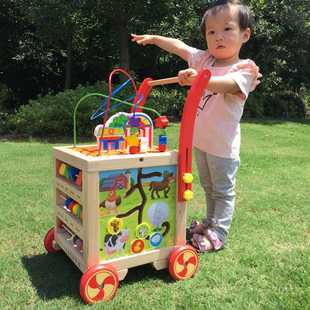 婴儿学步手推车宝宝多功能，助步车可调速防侧翻，24个月木制玩具车7-