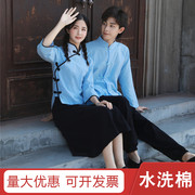 民国风学生装女装，成人朗诵五四青年装毕业班校服，中山装舞台演出服