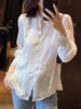 素木春季女装白色衬衫设计感小众国风，刺绣雪纺小衫法式上衣