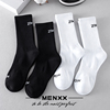 MENXX黑白纯棉袜子男长筒袜高帮全棉防臭吸汗夏季学院风男士长袜