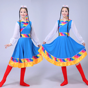 2022款女少数民族服装大摆裙广场舞西藏水袖舞台，演出藏族舞蹈服饰