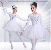 长袖白色芭蕾舞裙子成人女演出服天鹅舞儿童蓬蓬裙表演服舞台服装