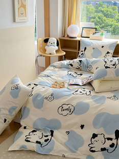 奶牛猫丨儿童卡通纯棉床上用品，床单被套三四件套定制床笠床罩