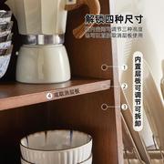 实木格架桌面收纳柜家用置物架餐边柜台面茶具盒书架厨房储物柜@