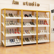 鞋店鞋架展示架创意落地式组合货架服装店铺，金色多层包包架鞋柜