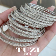 TUZI爆闪满钻满天星手镯925银色高级感全钻石手环链培育闪钻