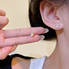 S925银针简约气质小猫爪珍珠耳钉女ins潮学生可爱迷你月光石耳环