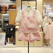BENETTON KIDS女童小香风套装韩国24夏季时尚T恤+短裤两件套