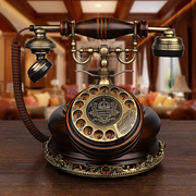 老式实木仿古电话机欧式复古有绳，家用办公座机复古创意来电显示