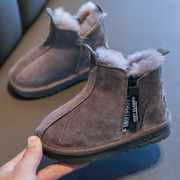 真皮儿童雪地靴冬季女童短靴，男童宝宝棉鞋，皮毛一体加绒加厚保暖靴