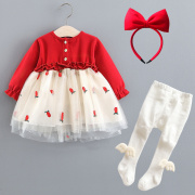 女童连衣裙1周岁生日礼服女宝宝公主裙子婴儿，春秋装2女孩红色衣服