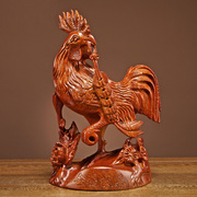 花梨木雕鸡摆件红木，工艺品实木质雕刻十二生肖家居客厅办公装饰品