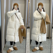 反季中长款羽绒服女2023年韩版立领小个子，白鸭绒(白鸭绒)面包服冬外套