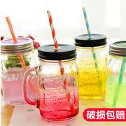 吸管水杯女生韩版创意潮流饮料杯，公鸡杯带盖透明玻璃奶茶杯子夏日