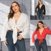 Fat Women Blouses Long sleeve Tops Sexy shirts 胖MM衬衫上衣