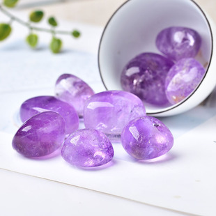 天然紫水晶原石摆件浅紫色矿石孩子玩耍石鱼缸花盆造景石水晶把玩