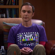 紫色电视测试信号图打底衫短袖谢尔顿同款服装半袖男装衣服T恤男t