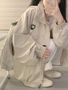 韩系短款风衣外套女设计感2023春秋宽松独特上衣小众学生夹克