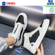 NASA联名个性潮牌运动中帮鞋男鞋春秋学生拼接板鞋真皮帅气休闲鞋