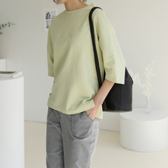 韩国女装拼接设计感半袖T恤棉