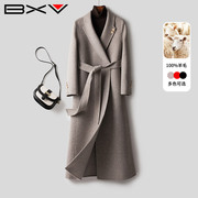 BXV双面羊绒大衣女中长款2024秋冬休闲设计感翻领双面呢外套