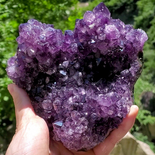 天然紫水晶簇原石标本矿晶手把件矿物石头桌面装饰品奇石家居摆件