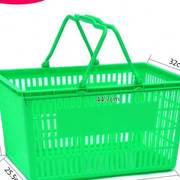 超市购物篮手提篮大号塑料框拉杆带轮家用便利店购.物筐买菜篮