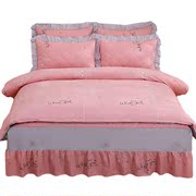 床单被套纯棉四件套100全棉冬春秋床罩床裙款家用床上用品公主风
