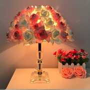 高档b水晶台灯创意婚庆婚房装饰卧室床头灯台灯欧式温馨玫瑰