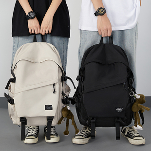 双肩包男士(包男士)简约百搭大容量小型旅行背包，女初中生高中大学生书包男